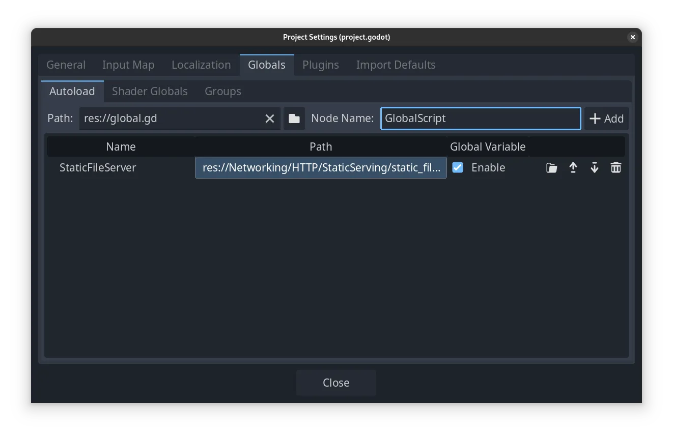 Slika menija za autoload